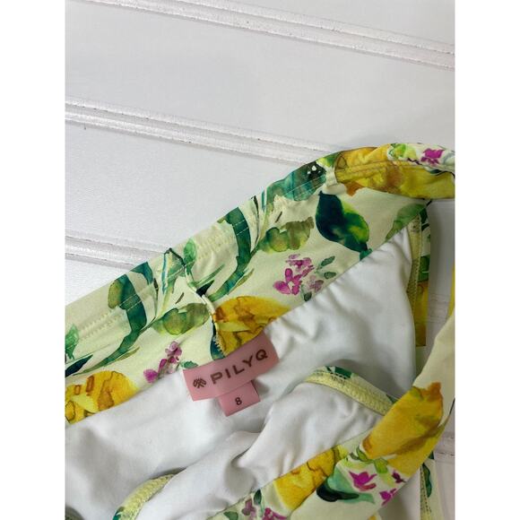 Catherine Malandrino Floral One Shoulder Bathing suit & Pilyq Bottom Set 7-8 yo - Picture 5 of 7